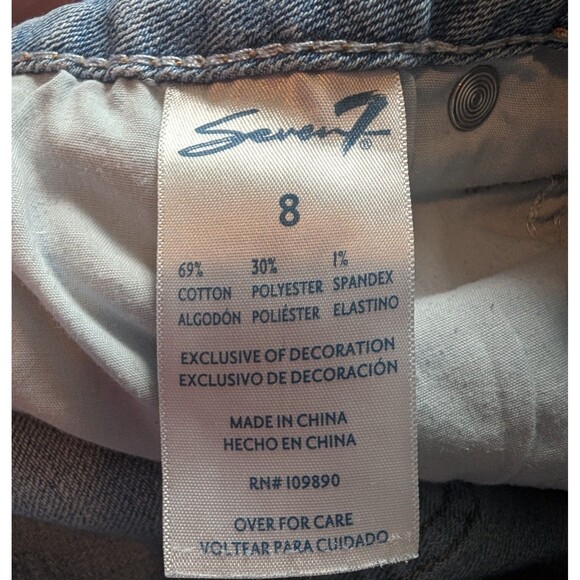 Seven7  Light Blue Denim Shorts Size 8 Stretch Distressed Cut Off 5" Inseam - Picture 7 of 10